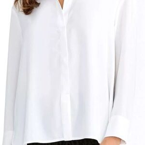 RACHEL Rachel Roy Cream Faux. Button Down Blouse with Open Vented Back